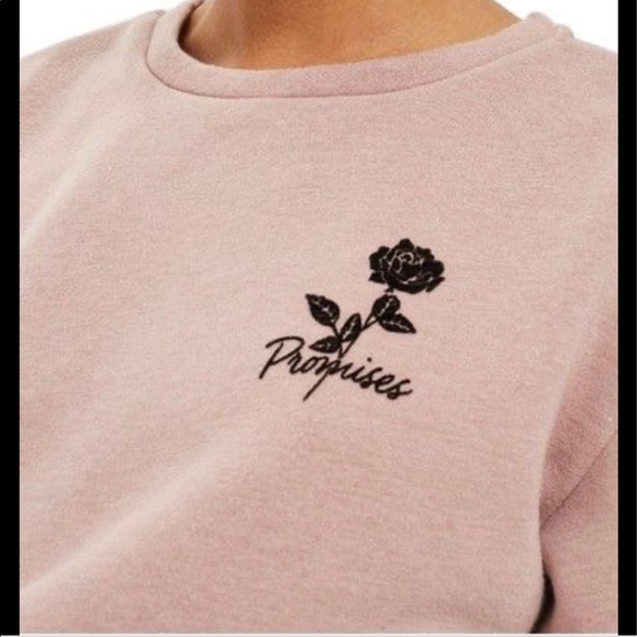 Topshop Promise Cropped Sweatshirt Mauve US2 - Picture 3 of 7